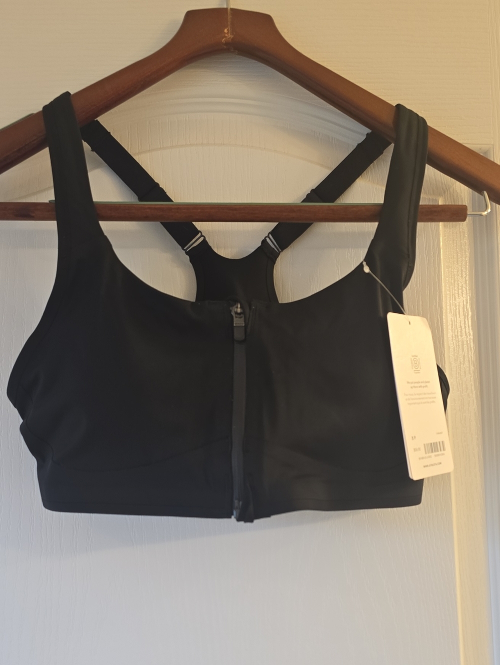 Athleta Black Front-Zip Racerback Sports Bra